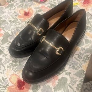 H&M Black and Gold Leather Loafers